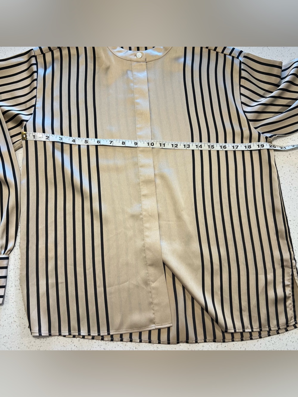 Ann Taylor Beige and Black Striped Dress Shirt - Picture 5 of 9